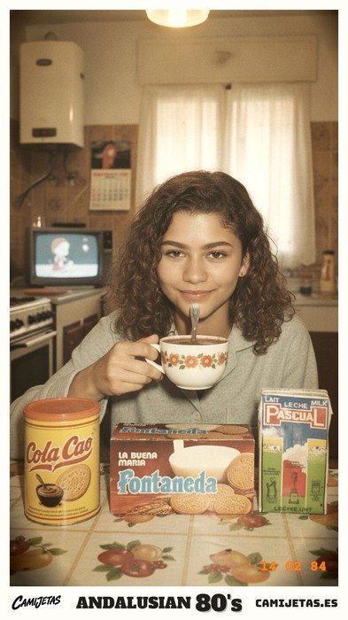 Tarjeta: El desayuno de los sábados, con Cola Cao y los dibujos en la tele