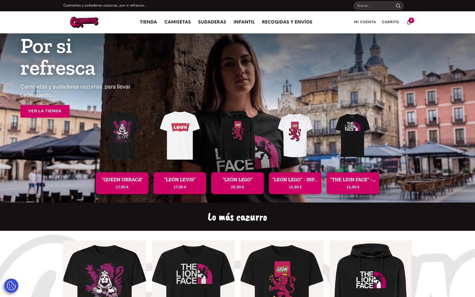Portada de cazurretas.es con el vídeo de la Plaza Mayor de León