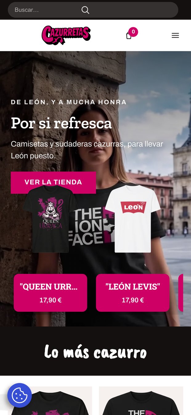 La misma tienda vista en el móvil
